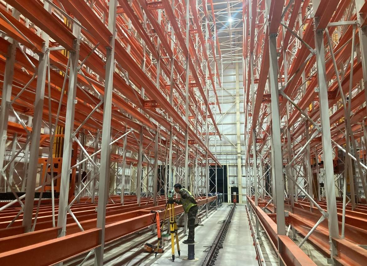 Engineers making precision measurements